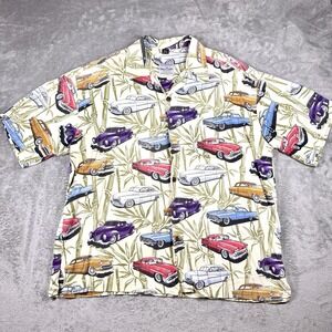 David Carey Originals Hawaiian Shirt Men's XL Classic Car Print Button Up